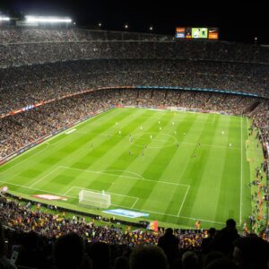 people watching soccer game in stadium